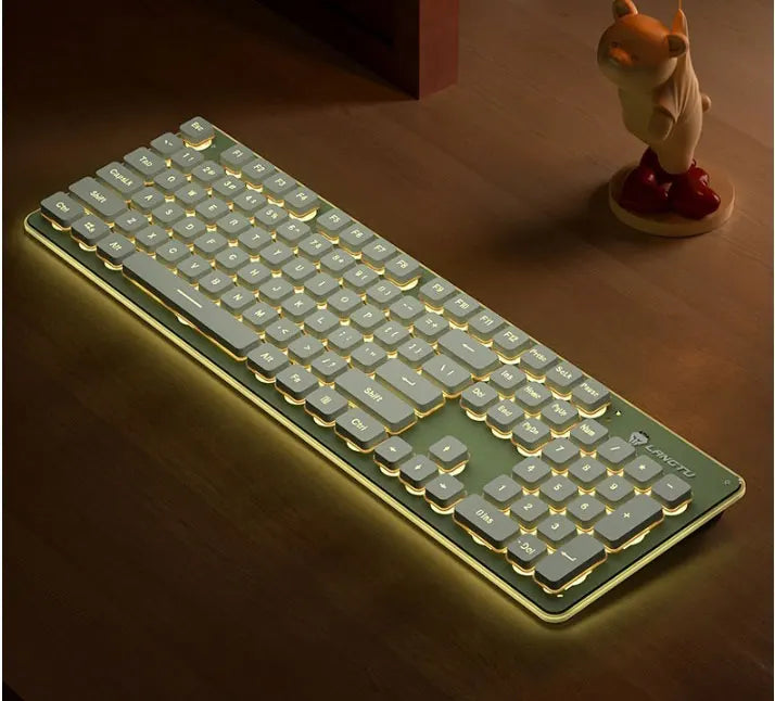 LANGTU L1 Wired Film Light Emitting Suspended 104-Key Silent USB Gaming Office Keyboard