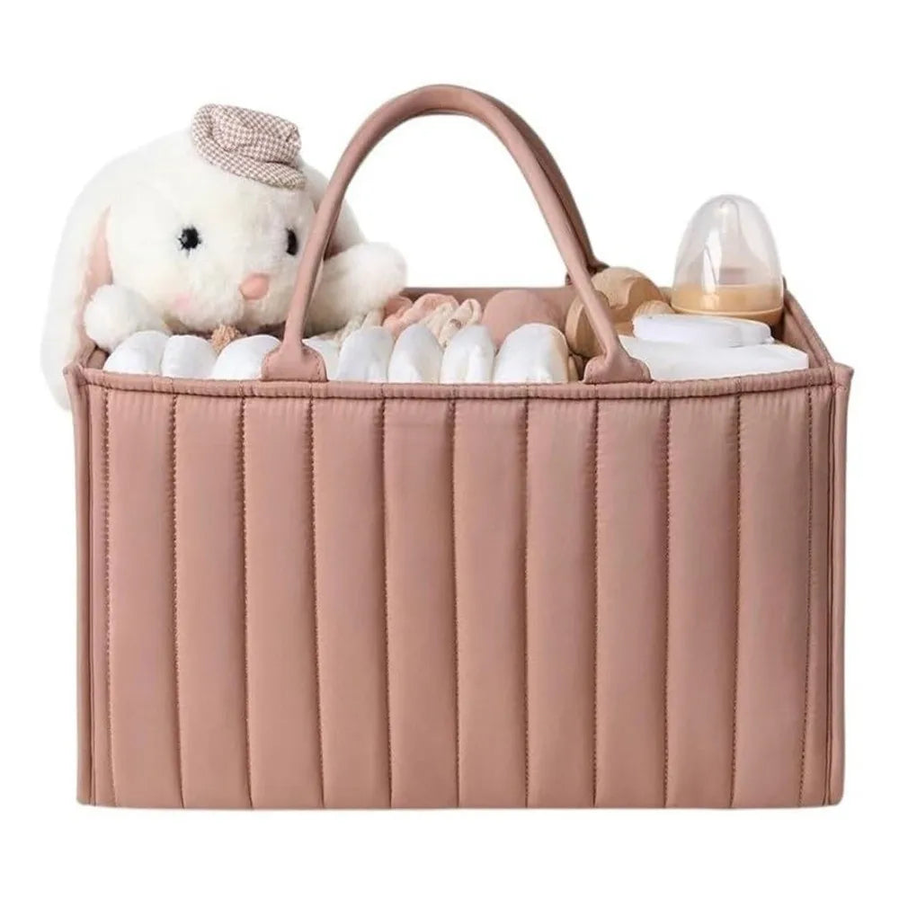 Large Capacity Baby Diaper Organizer Multi-Pocket Multifunctional Foldable Mommy Bag Floral Beige Portable