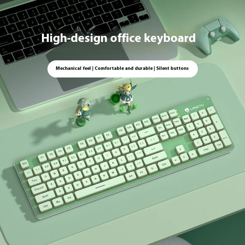 LANGTU L1 Wired Film Light Emitting Suspended 104-Key Silent USB Gaming Office Keyboard