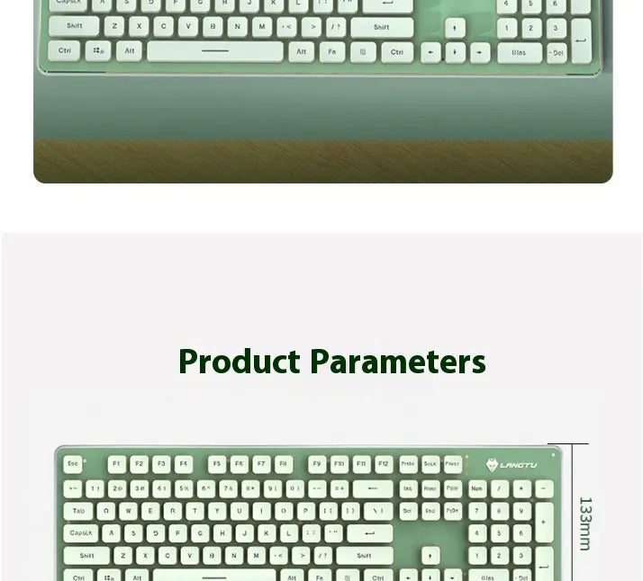 LANGTU L1 Wired Film Light Emitting Suspended 104-Key Silent USB Gaming Office Keyboard