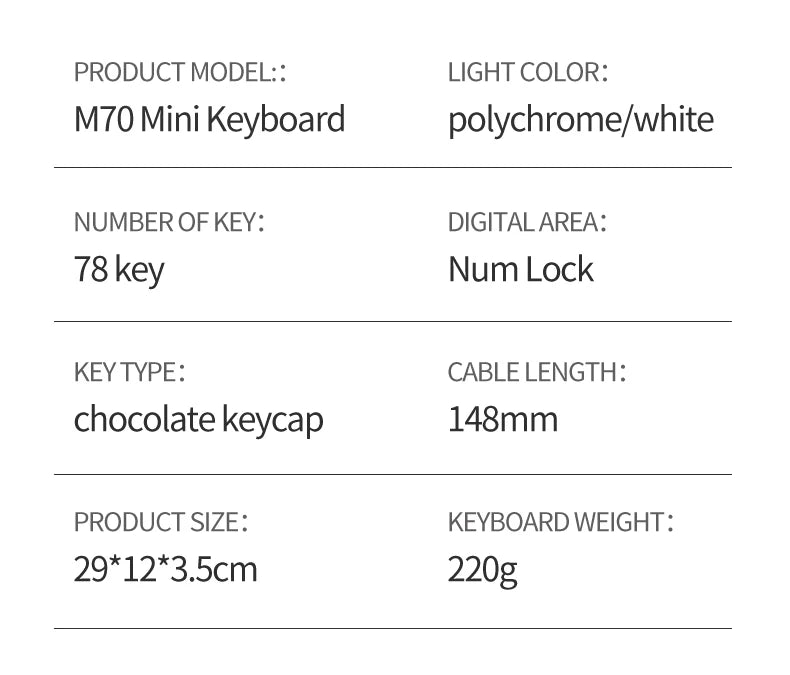 M70 Slim Keyboard Wired, APAYADO Mini Dazzling Color Keyboard, Character Translucent Keycaps, Bass Click, RGB