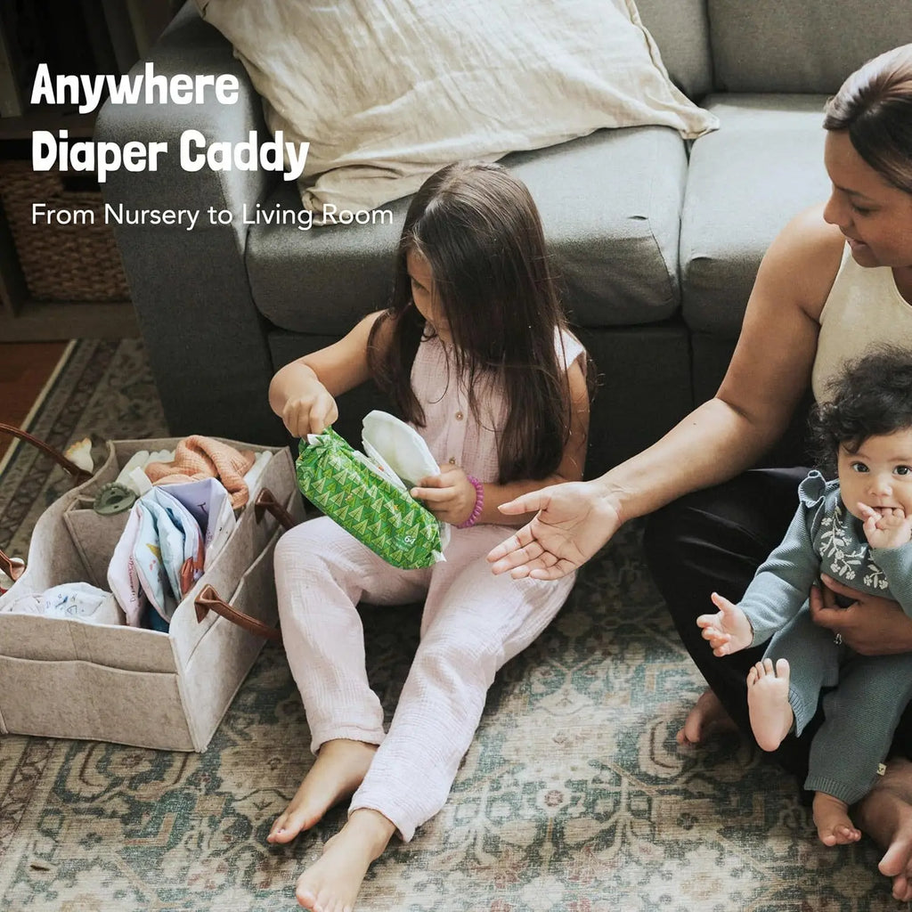 Infant Diaper Organizer and Storage Bag with Handle and Large Pockets