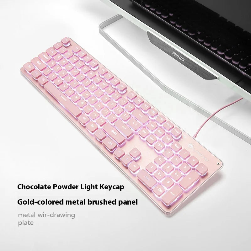 LANGTU L1 Wired Film Light Emitting Suspended 104-Key Silent USB Gaming Office Keyboard
