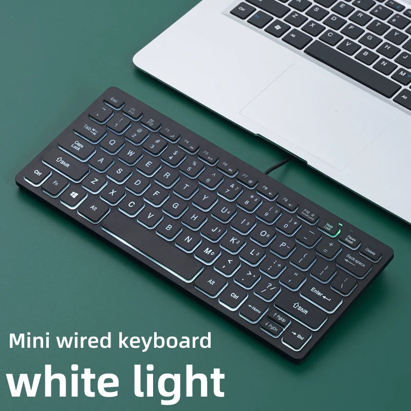 M70 Slim Keyboard Wired, APAYADO Mini Dazzling Color Keyboard, Character Translucent Keycaps, Bass Click, RGB