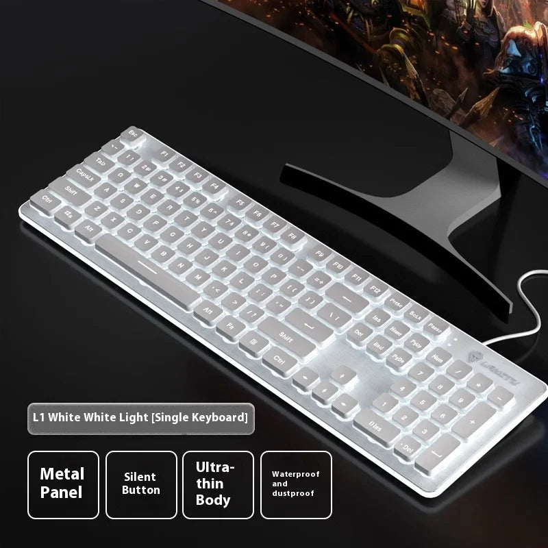 LANGTU L1 Wired Film Light Emitting Suspended 104-Key Silent USB Gaming Office Keyboard