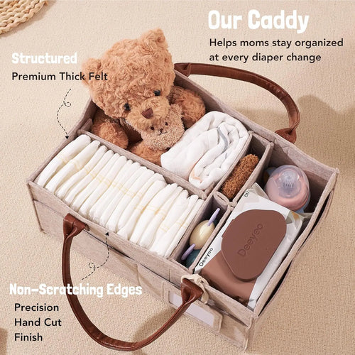Infant Diaper Organizer and Storage Bag with Handle and Large Pockets